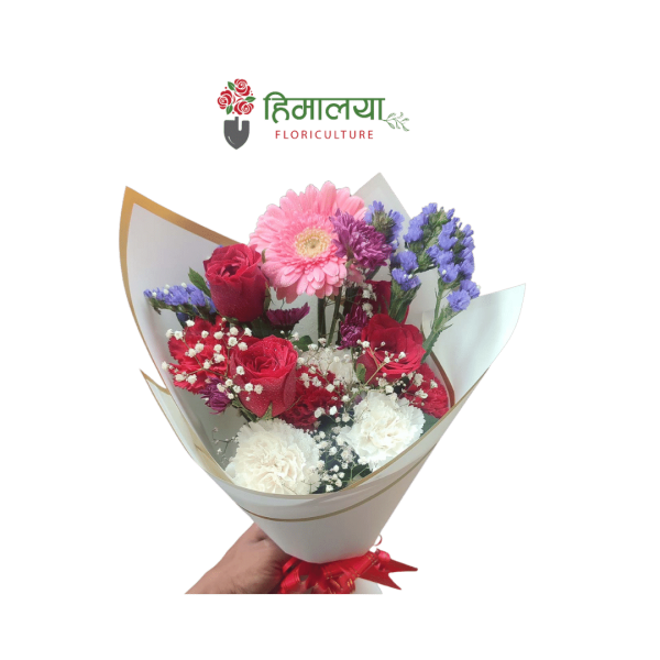 Mixed flowers-white premium wrapping paper