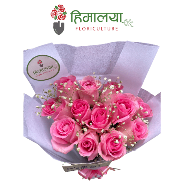 Pink Roses Bouquet - 12 Stems