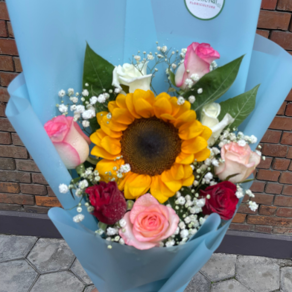 Sunflower With Mix Roses Bouquet