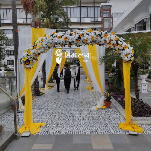 Entrance Gate Decoration Yellow & White Theme