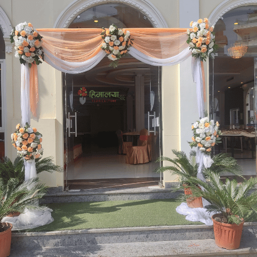 Entrance Gate Decor Peach & White theme Design 010