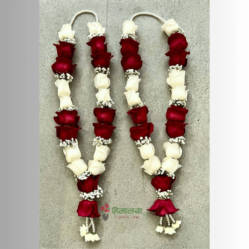 Red Rose & White Rose Garland Design 015 (For Pair)