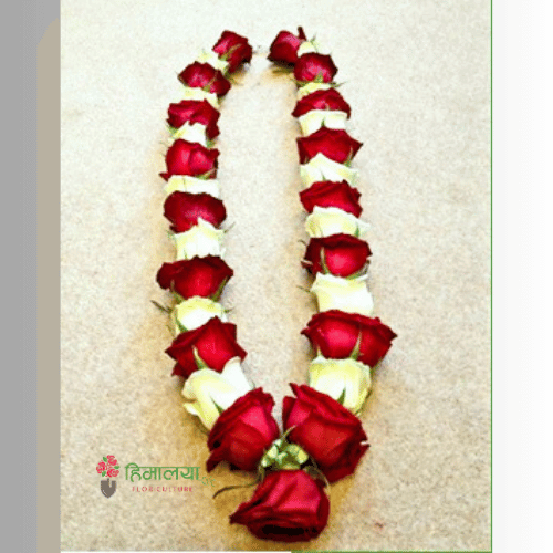 Red Rose & White Rose Garland Design 027