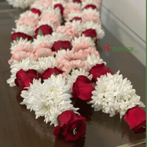 Red Rose, Pink Carnation, & White Star Garland Design 028 (For a pair)