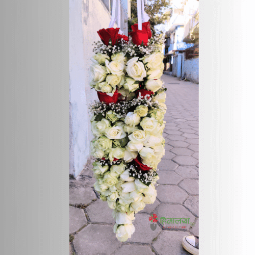 Red Rose & White Rose Garland Design 030 (For Pair)