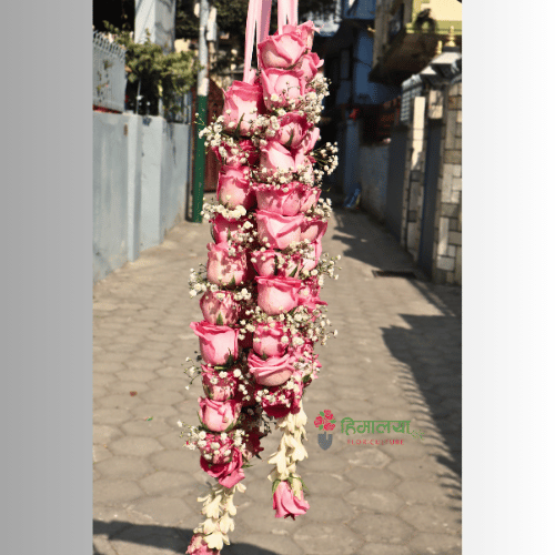 Pink Rose Garland Design 033 (For Pair)