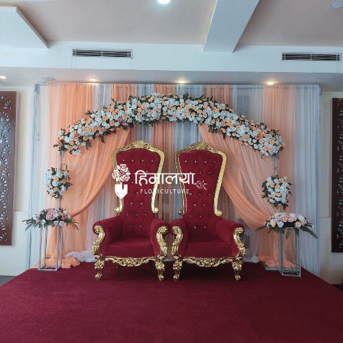 Backdrop Stage Peach & White Theme